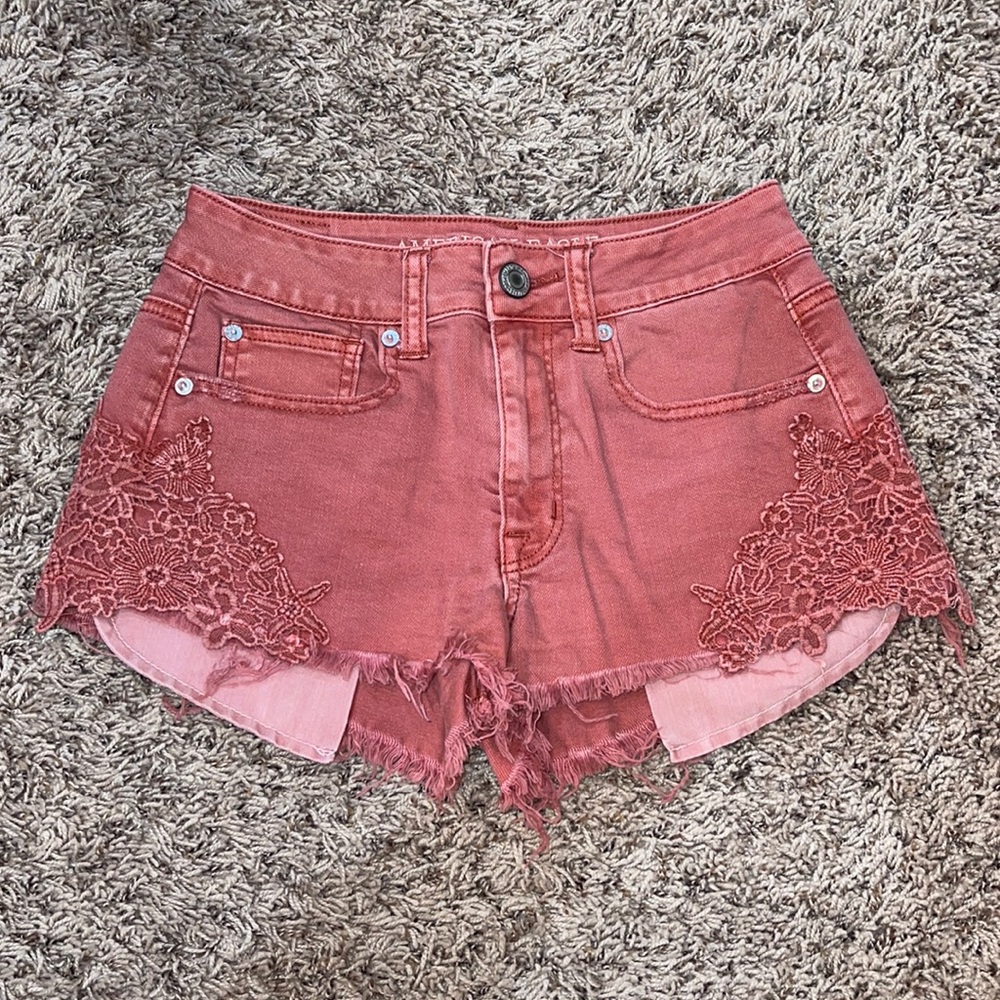 Hi-Rise Festival Floral denim shorts